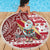 Custom Hawaii Mele Kalikimaka Beach Blanket Santa Claus Surfing with Hawaiian Pattern Striped Red Style LT03 - Polynesian Pride