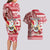 Custom Hawaii Mele Kalikimaka Couples Matching Long Sleeve Bodycon Dress and Hawaiian Shirt Santa Claus Surfing with Hawaiian Pattern Striped Red Style LT03 - Polynesian Pride