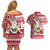 Custom Hawaii Mele Kalikimaka Couples Matching Off Shoulder Short Dress and Hawaiian Shirt Santa Claus Surfing with Hawaiian Pattern Striped Red Style LT03 - Polynesian Pride