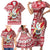 Custom Hawaii Mele Kalikimaka Family Matching Short Sleeve Bodycon Dress and Hawaiian Shirt Santa Claus Surfing with Hawaiian Pattern Striped Red Style LT03 - Polynesian Pride