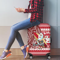 Custom Hawaii Mele Kalikimaka Luggage Cover Santa Claus Surfing with Hawaiian Pattern Striped Red Style LT03 - Polynesian Pride