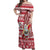 Custom Hawaii Mele Kalikimaka Off Shoulder Maxi Dress Santa Claus Surfing with Hawaiian Pattern Striped Red Style LT03 Women Red - Polynesian Pride