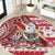 Custom Hawaii Mele Kalikimaka Round Carpet Santa Claus Surfing with Hawaiian Pattern Striped Red Style LT03 Red - Polynesian Pride