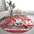 Custom Hawaii Mele Kalikimaka Round Carpet Santa Claus Surfing with Hawaiian Pattern Striped Red Style LT03 - Polynesian Pride