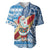 Hawaii Mele Kalikimaka Baseball Jersey Santa Claus Surfing with Hawaiian Pattern Striped Blue Style LT03 Blue - Polynesian Pride