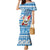 Hawaii Mele Kalikimaka Family Matching Mermaid Dress and Hawaiian Shirt Santa Claus Surfing with Hawaiian Pattern Striped Blue Style LT03 Mom's Dress Blue - Polynesian Pride