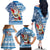 Hawaii Mele Kalikimaka Family Matching Off Shoulder Long Sleeve Dress and Hawaiian Shirt Santa Claus Surfing with Hawaiian Pattern Striped Blue Style LT03 - Polynesian Pride