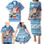 Hawaii Mele Kalikimaka Family Matching Puletasi Dress and Hawaiian Shirt Santa Claus Surfing with Hawaiian Pattern Striped Blue Style LT03 - Polynesian Pride