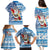 Hawaii Mele Kalikimaka Family Matching Puletasi Dress and Hawaiian Shirt Santa Claus Surfing with Hawaiian Pattern Striped Blue Style LT03 - Polynesian Pride