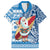 Hawaii Mele Kalikimaka Family Matching Puletasi Dress and Hawaiian Shirt Santa Claus Surfing with Hawaiian Pattern Striped Blue Style LT03 Dad's Shirt - Short Sleeve Blue - Polynesian Pride