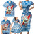 Hawaii Mele Kalikimaka Family Matching Short Sleeve Bodycon Dress and Hawaiian Shirt Santa Claus Surfing with Hawaiian Pattern Striped Blue Style LT03 - Polynesian Pride