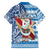 Hawaii Mele Kalikimaka Family Matching Short Sleeve Bodycon Dress and Hawaiian Shirt Santa Claus Surfing with Hawaiian Pattern Striped Blue Style LT03 - Polynesian Pride