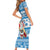 Hawaii Mele Kalikimaka Family Matching Short Sleeve Bodycon Dress and Hawaiian Shirt Santa Claus Surfing with Hawaiian Pattern Striped Blue Style LT03 - Polynesian Pride