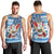 Hawaii Mele Kalikimaka Men Tank Top Santa Claus Surfing with Hawaiian Pattern Striped Blue Style LT03 - Polynesian Pride