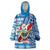 Hawaii Mele Kalikimaka Wearable Blanket Hoodie Santa Claus Surfing with Hawaiian Pattern Striped Blue Style LT03 One Size Blue - Polynesian Pride