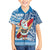 Custom Hawaii Mele Kalikimaka Family Matching Off Shoulder Short Dress and Hawaiian Shirt Santa Claus Surfing with Hawaiian Pattern Striped Blue Style LT03 Son's Shirt Blue - Polynesian Pride