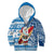 Custom Hawaii Mele Kalikimaka Kid Hoodie Santa Claus Surfing with Hawaiian Pattern Striped Blue Style LT03 - Polynesian Pride