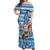 Custom Hawaii Mele Kalikimaka Off Shoulder Maxi Dress Santa Claus Surfing with Hawaiian Pattern Striped Blue Style LT03 Women Blue - Polynesian Pride