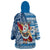 Custom Hawaii Mele Kalikimaka Wearable Blanket Hoodie Santa Claus Surfing with Hawaiian Pattern Striped Blue Style LT03 - Polynesian Pride