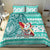 Hawaii Mele Kalikimaka Bedding Set Santa Claus Surfing with Hawaiian Pattern Striped Turquoise Style LT03 - Polynesian Pride