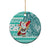 Hawaii Mele Kalikimaka Ceramic Ornament Santa Claus Surfing with Hawaiian Pattern Striped Turquoise Style LT03 - Polynesian Pride