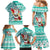 Hawaii Mele Kalikimaka Family Matching Mermaid Dress and Hawaiian Shirt Santa Claus Surfing with Hawaiian Pattern Striped Turquoise Style LT03 - Polynesian Pride