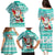 Hawaii Mele Kalikimaka Family Matching Puletasi Dress and Hawaiian Shirt Santa Claus Surfing with Hawaiian Pattern Striped Turquoise Style LT03 - Polynesian Pride