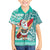 Hawaii Mele Kalikimaka Family Matching Puletasi Dress and Hawaiian Shirt Santa Claus Surfing with Hawaiian Pattern Striped Turquoise Style LT03 Son's Shirt Turquoise - Polynesian Pride