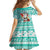 Hawaii Mele Kalikimaka Family Matching Short Sleeve Bodycon Dress and Hawaiian Shirt Santa Claus Surfing with Hawaiian Pattern Striped Turquoise Style LT03 - Polynesian Pride