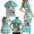 Hawaii Mele Kalikimaka Family Matching Short Sleeve Bodycon Dress and Hawaiian Shirt Santa Claus Surfing with Hawaiian Pattern Striped Turquoise Style LT03 - Polynesian Pride