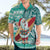 Hawaii Mele Kalikimaka Hawaiian Shirt Santa Claus Surfing with Hawaiian Pattern Striped Turquoise Style LT03 - Polynesian Pride