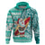 Hawaii Mele Kalikimaka Hoodie Santa Claus Surfing with Hawaiian Pattern Striped Turquoise Style LT03 Pullover Hoodie Turquoise - Polynesian Pride