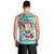 Hawaii Mele Kalikimaka Men Tank Top Santa Claus Surfing with Hawaiian Pattern Striped Turquoise Style LT03 - Polynesian Pride