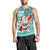 Hawaii Mele Kalikimaka Men Tank Top Santa Claus Surfing with Hawaiian Pattern Striped Turquoise Style LT03 - Polynesian Pride