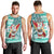 Hawaii Mele Kalikimaka Men Tank Top Santa Claus Surfing with Hawaiian Pattern Striped Turquoise Style LT03 - Polynesian Pride