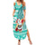 Hawaii Mele Kalikimaka Summer Maxi Dress Santa Claus Surfing with Hawaiian Pattern Striped Turquoise Style LT03 Women Turquoise - Polynesian Pride