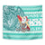 Hawaii Mele Kalikimaka Tapestry Santa Claus Surfing with Hawaiian Pattern Striped Turquoise Style LT03 - Polynesian Pride