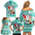 Custom Hawaii Mele Kalikimaka Family Matching Off Shoulder Short Dress and Hawaiian Shirt Santa Claus Surfing with Hawaiian Pattern Striped Turquoise Style LT03 - Polynesian Pride