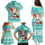 Custom Hawaii Mele Kalikimaka Family Matching Puletasi Dress and Hawaiian Shirt Santa Claus Surfing with Hawaiian Pattern Striped Turquoise Style LT03 - Polynesian Pride