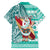 Custom Hawaii Mele Kalikimaka Hawaiian Shirt Santa Claus Surfing with Hawaiian Pattern Striped Turquoise Style LT03 - Polynesian Pride