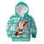 Custom Hawaii Mele Kalikimaka Kid Hoodie Santa Claus Surfing with Hawaiian Pattern Striped Turquoise Style LT03 Turquoise - Polynesian Pride