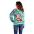 Custom Hawaii Mele Kalikimaka Off Shoulder Sweater Santa Claus Surfing with Hawaiian Pattern Striped Turquoise Style LT03 - Polynesian Pride