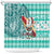 Custom Hawaii Mele Kalikimaka Shower Curtain Santa Claus Surfing with Hawaiian Pattern Striped Turquoise Style LT03 Turquoise - Polynesian Pride