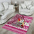 Hawaii Mele Kalikimaka Area Rug Santa Claus Surfing with Hawaiian Pattern Striped Pink Style LT03 - Polynesian Pride