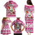 Hawaii Mele Kalikimaka Family Matching Puletasi Dress and Hawaiian Shirt Santa Claus Surfing with Hawaiian Pattern Striped Pink Style LT03 - Polynesian Pride