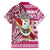 Hawaii Mele Kalikimaka Family Matching Short Sleeve Bodycon Dress and Hawaiian Shirt Santa Claus Surfing with Hawaiian Pattern Striped Pink Style LT03 - Polynesian Pride