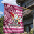 Hawaii Mele Kalikimaka Garden Flag Santa Claus Surfing with Hawaiian Pattern Striped Pink Style LT03 - Polynesian Pride