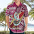 Hawaii Mele Kalikimaka Hawaiian Shirt Santa Claus Surfing with Hawaiian Pattern Striped Pink Style LT03 - Polynesian Pride