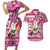 Custom Hawaii Mele Kalikimaka Couples Matching Short Sleeve Bodycon Dress and Hawaiian Shirt Santa Claus Surfing with Hawaiian Pattern Striped Pink Style LT03 Pink - Polynesian Pride