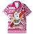 Custom Hawaii Mele Kalikimaka Family Matching Mermaid Dress and Hawaiian Shirt Santa Claus Surfing with Hawaiian Pattern Striped Pink Style LT03 Dad's Shirt - Short Sleeve Pink - Polynesian Pride